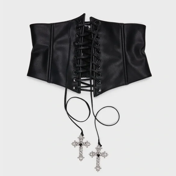 NWT Dolls Kill Widow Bound By Soul Waist Cincher Corset Size L/XL - Picture 1 of 15